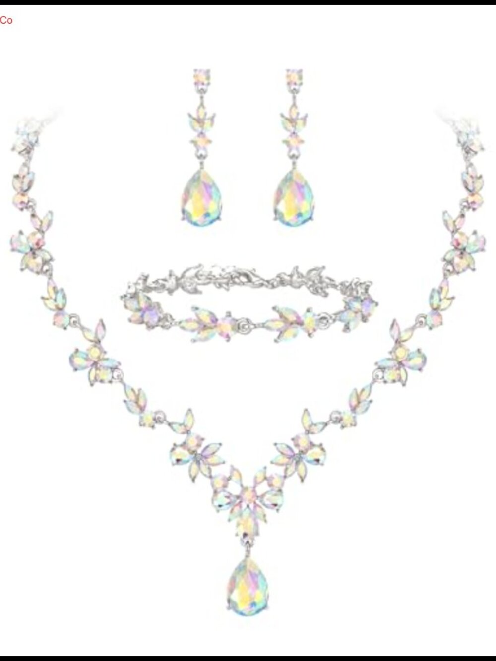Crystal Wedding Jewelry Set Necklace Earrings Bracelet Bridal Accessories